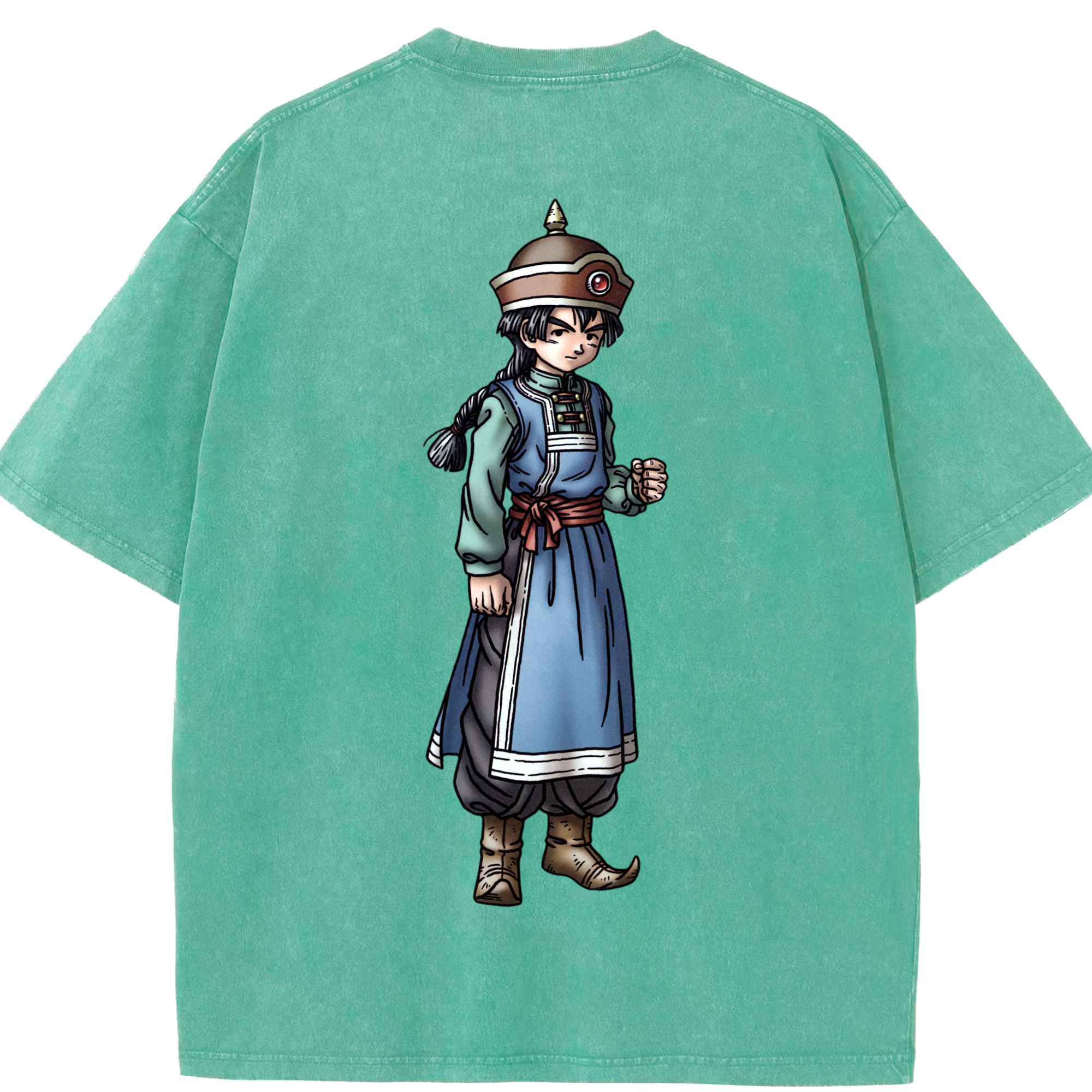 （画像用） ドラゴンクエスト Doragon Kuesuto Dragon Quest 綿100% ヴィンテージ風 半袖Tシャツ（背面プリント）